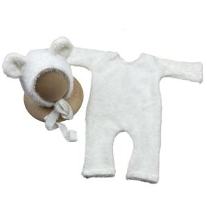 Baby Costume Clothing Bear Shape Outfit and Hat Set Photo Shoot Clothes Photography Props for Boy Girl 0-2 Months