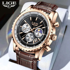 LIGE New Men Watches Luxury Men Wrist Watch Leather Quartz Watch Sports Waterproof Watch For Men +Box
