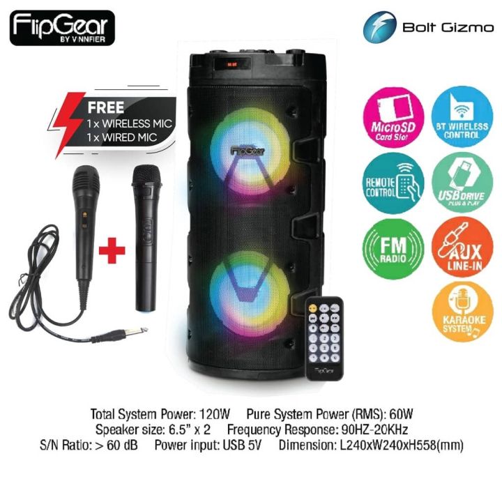 VINNFIER FlipGear TANGO 213 WM Portable Bluetooth Speaker 120W USB