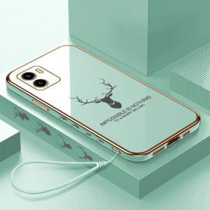 Hontinga Casing Case For VIVO Y28S Y28 Y03 Y18 Y18e Y100 V30 V30e V29e Y27S Y17S Y15S Y15A Y35 Y16 V25 Pro 5G Y22 Y22S Y15C Y36 Y27 5G 4G V7 Plus iQOO Z9 Z9X 5G Case Cartoon ELK Deer Reindeer Luxury Chrome Soft TPU Phone Case Anti Gores Rubber Cases