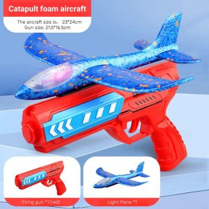 LED Light Airplane Launcher Flying Gun Toy & Throwing Foam Glider Plane for Kids Outdoor Games