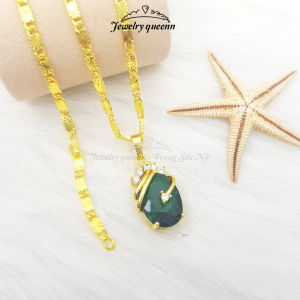 Dây Chuyền Nữ Titan Đính Đá Bản Lớn Vòng Cổ Nữ Dây Hoa Thị Kèm Mặt Đá Sang Trọng Bền Màu Phong Cách Hàn Quốc D21M25X | Jewelry Queenn