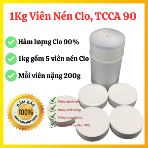 1Kg Viên Nén Clo TCCA 90 Khử Trùng Bể Bơi Loại Bỏ Rong Rêu Vi Khuẩn Cho Bể Bơi Và Thủy Sản