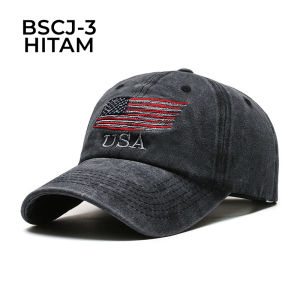 Topi Baseball Distro Pria Wanita Dewasa Bordir USA Jeans Fashion Vintage Sporty Kualitas Import
