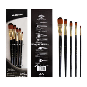 DUKEEN 5 Pcs/Set Professional Nylon Hair Oil Paint Brush Set Round Drawing Brush Acrylic DIY Watercolor Pen for Artists Painting