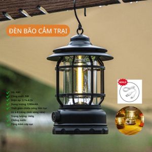 Đèn Bão LED Vintage COB – Chống Nước Nhẹ Treo Lều Pin Sạc 1200mAh – An Toàn Cho Camping