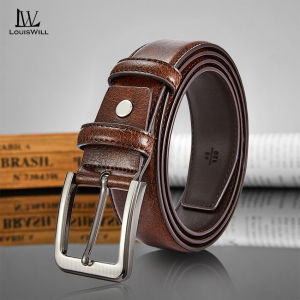 LouisWill Mens Belt PU Leather Vintage Pin Buckle Belt Men Fashion Retro Belt Genuine Leather Belt Simple Belt Second-layer Cowhide Belt Luxury High Quality Business Strap Male Waistband for Men