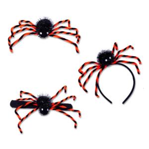 Halloween Party Set With Snap Bands Headwears Brooch Spiders Motifs Soft Polyester Wearable Decorations
