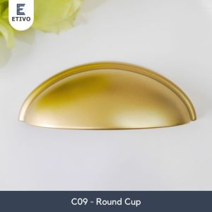 Etivo C09 Round Cabinet Cup Handle Gold Black Tarikan Pintu Laci Modern