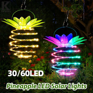 Keranixy LED Solar Garden Lights Pineapple Fairy String Hanging Lantern Outdoor Waterproof Solar Lamp