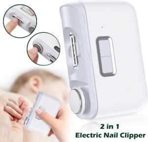 ที่เล็มที่ตัดเล็บไฟฟ้าแบบ2อิน1พร้อมไฟที่เหลาเครื่องตัดเล็บอัตโนมัติขัดเงาแต่งเล็บสำหรับเด็กทารกผู้ใหญ่ดูแลเล็บให้ปลอดภัยชาร์จ USB