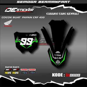 Stiker Papan Nomor Dan Sticker Spakbor Depan CRF 450 Simpel Keren LA0620