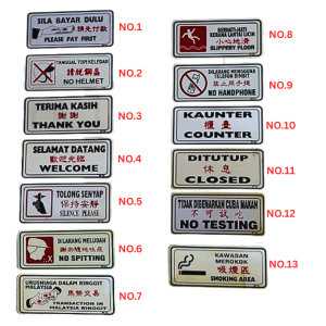 PP Plastic Signmark Door Signate Wall Signs No Smoking Office Staff Cashier No Entry Papan Tanda