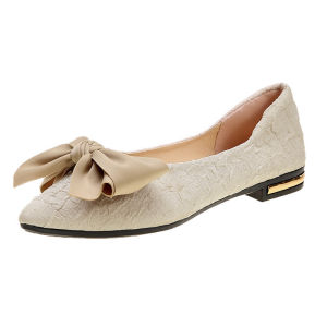 IELGY New 2024 Pointed Toe Versatile Flat Bow Khaki Flats Women