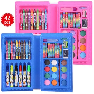 42/168/208 PCS Kids Super Mega ART Coloring Set Painting set Color Set Water Color Pen Crayon Drawing set For Children Gifts Tools Kit Boys Girls Students Christmas Birthday Holiday Festival Neon Book Ink Craft Washable Pencils Oil Sticks Pastel