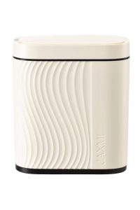 Plexor 8L Automatic Bathroom Trash Can with Lid Slim Smart Garbage Can for Narrow Spaces Small Plastic Trash Bin with 0.3s Silent Open Odor-Free Touchless Motion Sensor Trash Can for Bedroom Bathroom Office (Cream/Gold Trim)