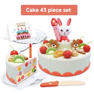 65PCS/43PCS Mainan Kue Ulang Tahun Potong Kue Ulang Tahun DIY Fruit Cake mainan musik dan lampu mainan membuat kue