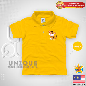 Kids Polo T-Shirt (Boy/Girl) 3-14 Years Baju Budak Unique Tee Tiger