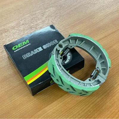 ( OEM ) Green Brake Shoe + Spring Lining Brek Brak Break Shoe Shoes Hijau for Wave100 Wave 100 / Wave110 Wave 110 / Wave125 Wave 125 / Dash110 Dash 110 V1 Old / EX5 Dream / E Bonus110 Bonus 110 / SportBonus Sport Bonus