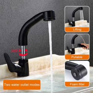 Pull-Out Bathroom Sink Faucet Hot and Cold Water Mixer Can Lift 360 Degree Faucet