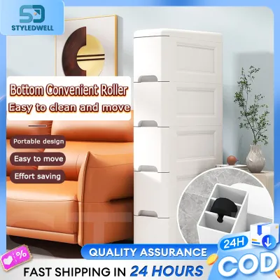 Multi-Layer Slim Plastic Drawer 15/25cm Storage Cabinet Gap Kitchen Chest Drawer Cabinet Movable Rak Bertutup 夹缝收纳柜