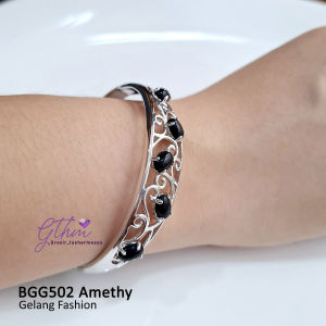 Gelang Wanita Elegan – Bangle Mewah Warna Hitam Merah & Hijau | Fashion Korea Elegan bgg502