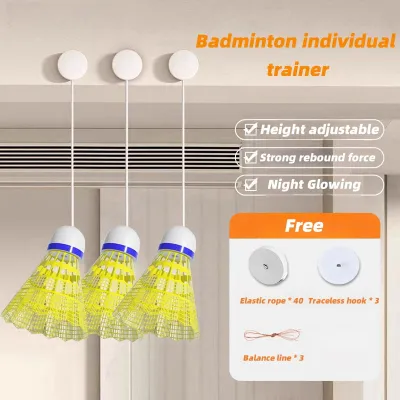 Badminton Training Device Badminton Trainer Self Study Equipment Height Ajustable Strong Resilience Nigt Glowing Rebound Device