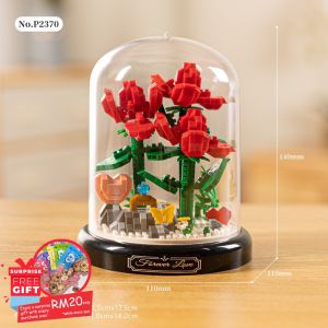 Mini Flower Nano Brick Valentine Gift DIY Flower Bricks Building Blocks Creative Flower Rose Sunflower Decoration Plant Teacher Mother Day