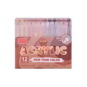 12 Color Acrylic Pen with Brush Tip Liquid Acrylic Marker Pen for Journaling Painting Coloring Making