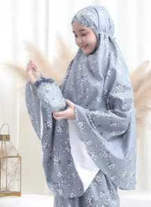 PROMO MENJELANG RAMADHAN Mukena Anak Perempuan Tanggung 2In1 Katun Poli micro Motif Bunga usia 5-16thn