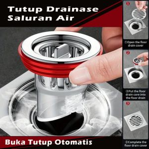 IDEKU Tutup Saluran Drainase Pembuangan Air Anti Banjir Kecoa - Saringan Air Anti Mampet Penutup Lubang Saluran Air Kamar Mandi WC Wastafel Plug Silikon Seal Buka Tutup Otomatis