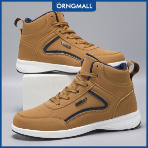 ORNGMALL Mens High-Top Casual Sneakers Classic Retro Street Fashion Casual Minimalist Style All-Season Versatile Sports Shoes Geometric Pattern PU Upper Fabric Lining & Insole Round Toe EVA Sole
