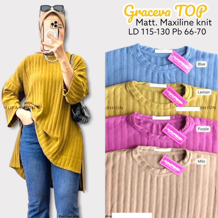 ATASAN Knit Modis Baju Knit Lengan Panjang Wanita Kekinian
