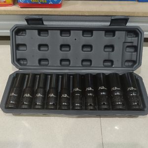 JLD 10 Pcs Impact Mata 1/2 Inch 8-24mm Kunci Shock Impact Socket Set Cod Kunci Shock 1 Set Lengkap