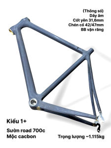 Sườn mộc cacbon road 700c cao 56cm ngang 55cm -KIỂU 1+ (KHÔNG KÈM PHUỘC) đọc kỹ mô tả dành cho xe đạp