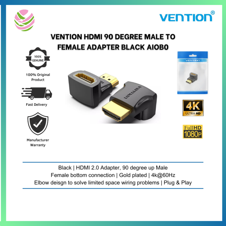 Vention Hdmi Degree Male To Female Adapter Black Aiob Lazada