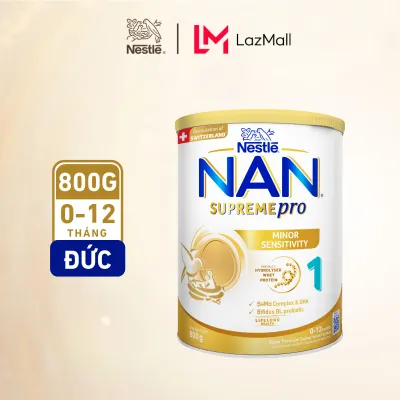 Sữa bột Nestle NAN SUPREMEPRO 1 800g nhập khẩu Đức với đạm Whey thủy phân 1 phần 5HMO hỗ trợ triệu chứng mẫn cảm