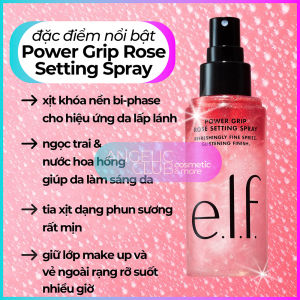 elf Power Grip Rose Setting Spray 80ml Xịt Khóa Makeup Tạo Hiệu Ứng Căng Bóng Tự Nhiên Bắt Sáng. - Giúp khóa và duy trì lớp trang điểm lâu trôi hơn phù hợp sử dụng ở bước cuối của quy trình makeup. Công thức bi-phase được thiết kế để vừa cố định makeu