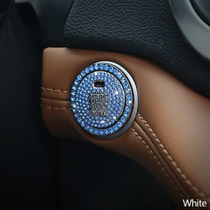 JaneDream 2Pcs/Set Car Interior Engine Ignition Start Stop Button Protective Cover One-click Start Button Crystal Decoration Accessories