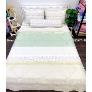 🌼🌸 [CHĂM SÓC GIẤC NGỦ] SALE BỘ 5 4 MÓN CHĂN GA LỤA TENCEL 60 CAO CẤP MẪU SỌC XANH VẢI SIÊU MÁT MỀM MỊN THẤM HÚT MỒ HÔI CỰC TỐT CHĂM SÓC GIẤC NGỦ CỦA BẠN
