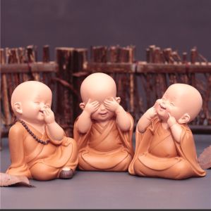 TƯỢNG CHÚ TIỂU TAM KHÔNG [HÀNG LOẠI 1] 3 Tượng Chú Tiểu Mini Phong Thủy Trang Trí Ô Tô  Bàn Làm Việc  Chú Tiểu Tam Không