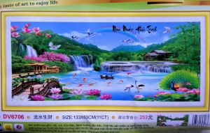 Tranh thêu chữ thập phong cảnh Non nước hữu tình (về tự thêu) DV6706
