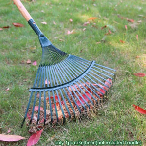 Grass Rake Head Portable 22 Toothed Steel Wire Grass Agriculture Outdoor Gardening Tool with Telescopic Handle and Durable Steel Aluminum