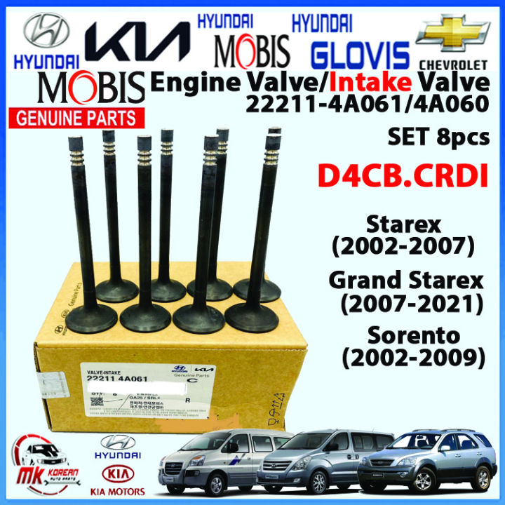 [GENUINE] Engine Valve/Intake Valve. SET 8 pcs. D4CB.CRDI. for Starex ...