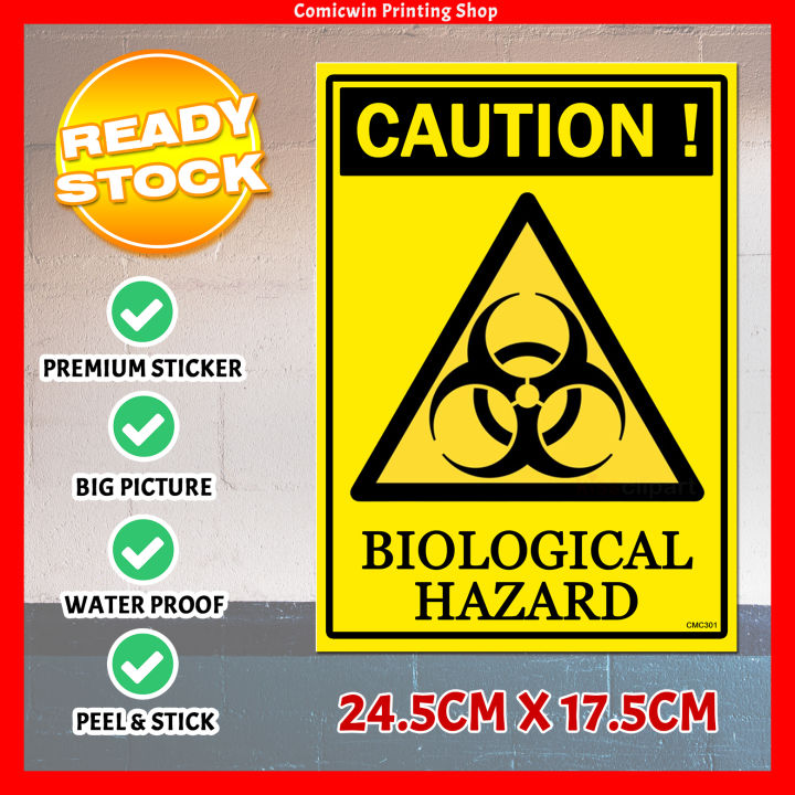 CMC301 Biological Hazard Sign (24.5x17.5cm) Biohazard Bio Hazard Danger ...