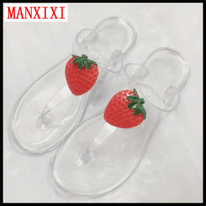 MANXIXI แฟชั่นรองเท้าแตะผู้หญิง Bohemian สไตล์ Strawberry Jelly รองเท้าแตะผู้หญิงแบบพื้นบาง (ขนาด36-41)