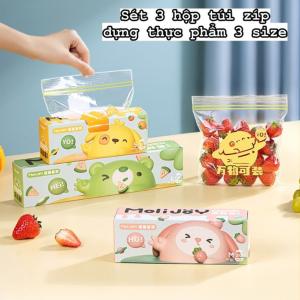 Set 3 túi zip đựng thực phẩm Molijoy túi bọc thực phẩm hộp túi đựng thực phẩm có khóa bấm