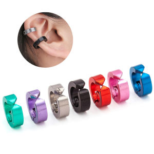 [haoh] ต่างหูหนีบหูเหล็กไทเทเนียมสำหรับผู้ชายเครื่องประดับต่างหูผู้หญิงแบบไม่ต้องเจาะ