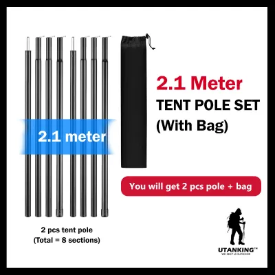 UtanKing™ 2 Pcs Camping Tent Pole (2.1m/2.4m) Sunshade Awning Rod Canopy Tarp Batang Tiang Flysheet