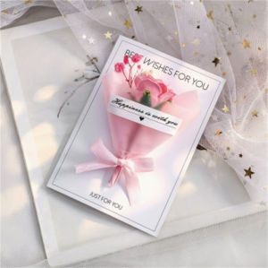 Dried Flowers Greeting Card Holiday Romantic Bouquet Gift Card Stars Blessing Card